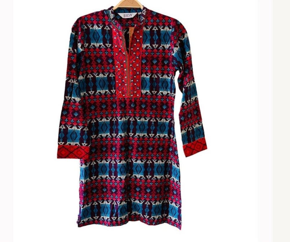 Biba Tribal Print Three Quarter Sleeve Tunic Top Size S Small NWT Multicolored